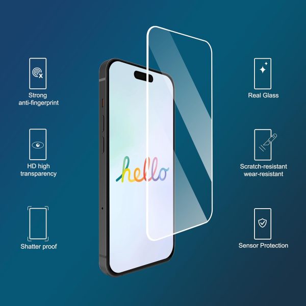 Ailun Glass Screen Protector for iPhone 16 / iPhone 15 / iPhone 15 Pro [6.1 Inch] Display 3 Pack Tempered Glass, Dynamic Island Compatible, Case Friendly [Not for iPhone 16 Pro 6.3 Inch] - Image 2