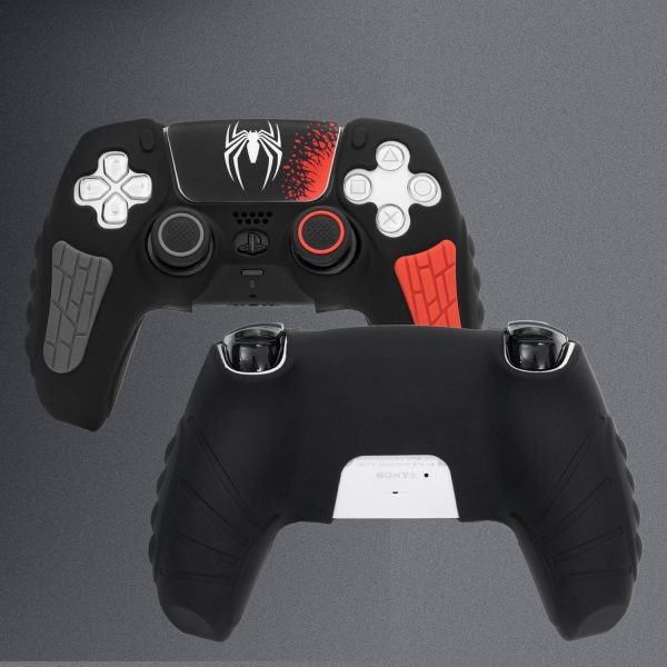 ECHZOVE PlayStation 5 Controller Cover Case, Anti-Slip Silicone Cover Skin Compatible with PS5 Dual Sense Controller with Thumb Grip Caps, Joystick Protectors and Cover Wrap Sticker - Black - Image 4