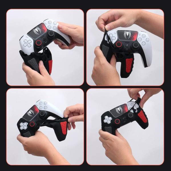 ECHZOVE PlayStation 5 Controller Cover Case, Anti-Slip Silicone Cover Skin Compatible with PS5 Dual Sense Controller with Thumb Grip Caps, Joystick Protectors and Cover Wrap Sticker - Black - Image 7