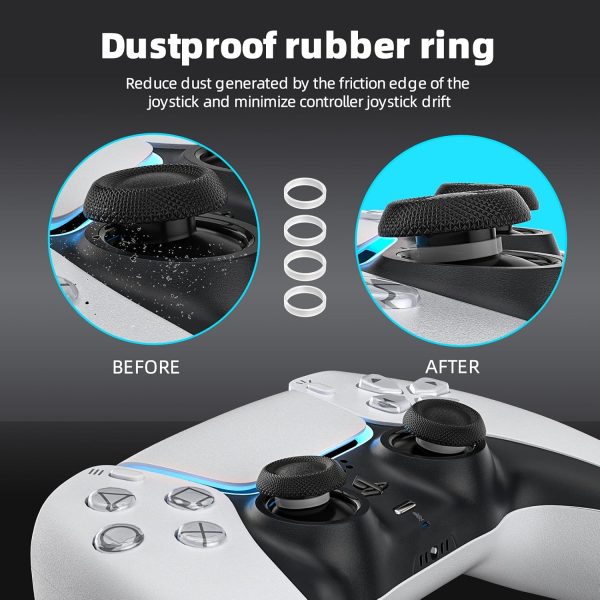 ECHZOVE PlayStation 5 Controller Cover Case, Anti-Slip Silicone Cover Skin Compatible with PS5 Dual Sense Controller with Thumb Grip Caps, Joystick Protectors and Cover Wrap Sticker - Black - Image 8