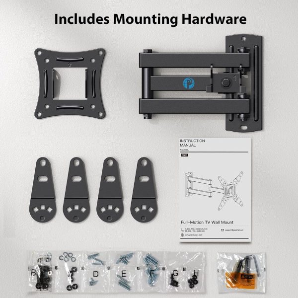 Full Motion TV Monitor Wall Mount Bracket Articulating Arms Swivel Tilt Extension Rotation for Most 13-42 Inch LED LCD Flat Curved Screen TVs & Monitors, Max VESA 200x200mm up to 44lbs by Pipishell - Image 7