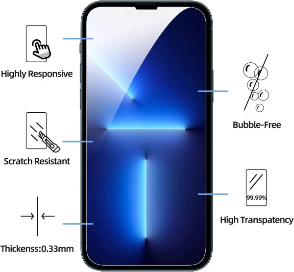NEW'C 3 Pack Designed for iPhone 14, iPhone 13, iPhone 13 Pro (6.1 inches) Screen Protector Tempered Glass,Case Friendly Scratch-proof, Bubble Free, Ultra Resistant - Image 2