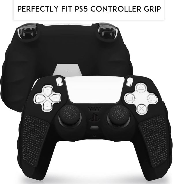 SIKEMAY Anti-Slip PS5 Controller Skin, Soft Thicken Non-Slip Studded Silicone Gel Grip Protective Cover Case for PlayStation 5 Controller Grip, 2 Pack with 8 x Thumb Grip Caps - Image 2