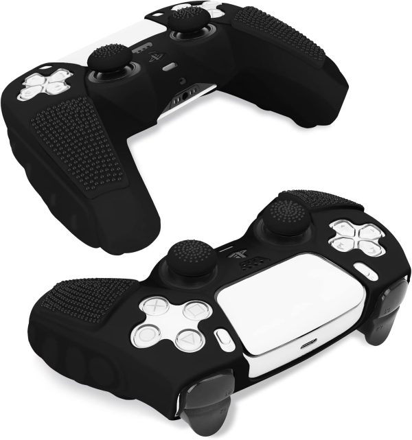 SIKEMAY Anti-Slip PS5 Controller Skin, Soft Thicken Non-Slip Studded Silicone Gel Grip Protective Cover Case for PlayStation 5 Controller Grip, 2 Pack with 8 x Thumb Grip Caps - Image 3