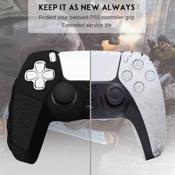 SIKEMAY Anti-Slip PS5 Controller Skin, Soft Thicken Non-Slip Studded Silicone Gel Grip Protective Cover Case for PlayStation 5 Controller Grip, 2 Pack with 8 x Thumb Grip Caps - Image 4