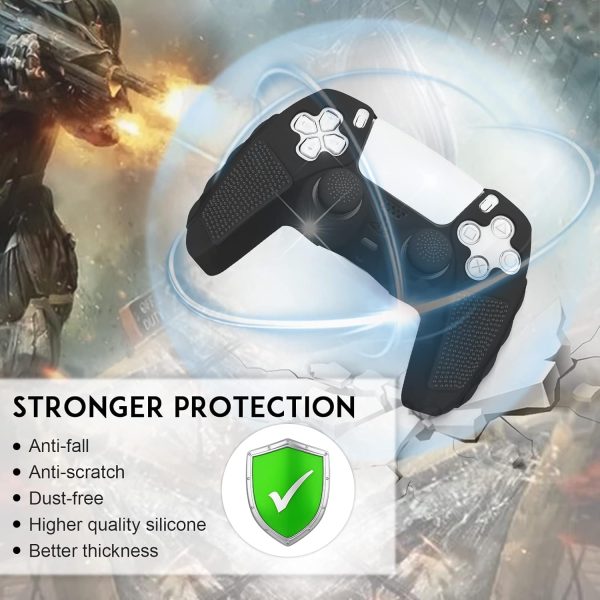 SIKEMAY Anti-Slip PS5 Controller Skin, Soft Thicken Non-Slip Studded Silicone Gel Grip Protective Cover Case for PlayStation 5 Controller Grip, 2 Pack with 8 x Thumb Grip Caps - Image 5