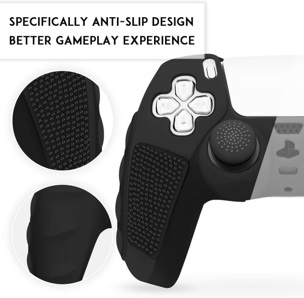 SIKEMAY Anti-Slip PS5 Controller Skin, Soft Thicken Non-Slip Studded Silicone Gel Grip Protective Cover Case for PlayStation 5 Controller Grip, 2 Pack with 8 x Thumb Grip Caps - Image 6