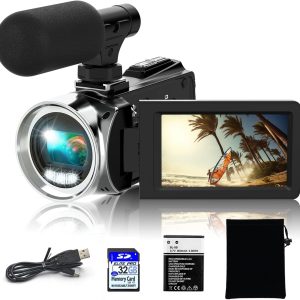 Video Camera Camcorder HD 4K 48MP Video Recorder Camera Vlogging Camera for YouTube Camcorders Video Camera for Kids with 3.0" LCD Screen,18X Digital Zoom and 32G SD Card