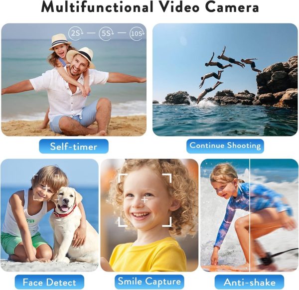 Video Camera Camcorder HD 4K 48MP Video Recorder Camera Vlogging Camera for YouTube Camcorders Video Camera for Kids with 3.0" LCD Screen,18X Digital Zoom and 32G SD Card - Image 6