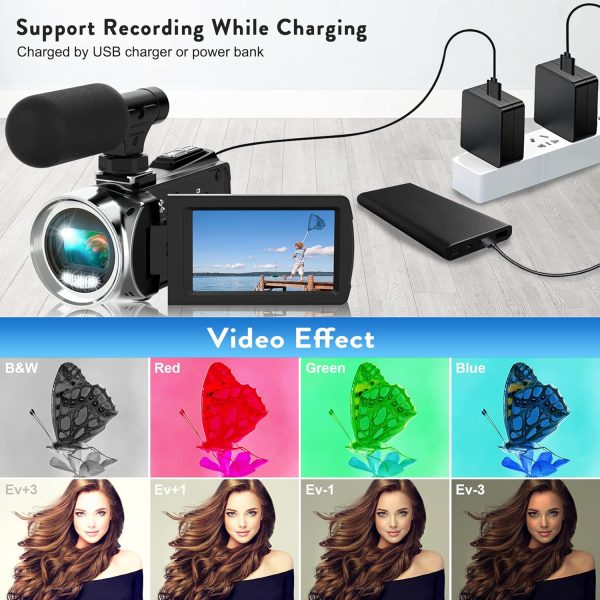 Video Camera Camcorder HD 4K 48MP Video Recorder Camera Vlogging Camera for YouTube Camcorders Video Camera for Kids with 3.0" LCD Screen,18X Digital Zoom and 32G SD Card - Image 9
