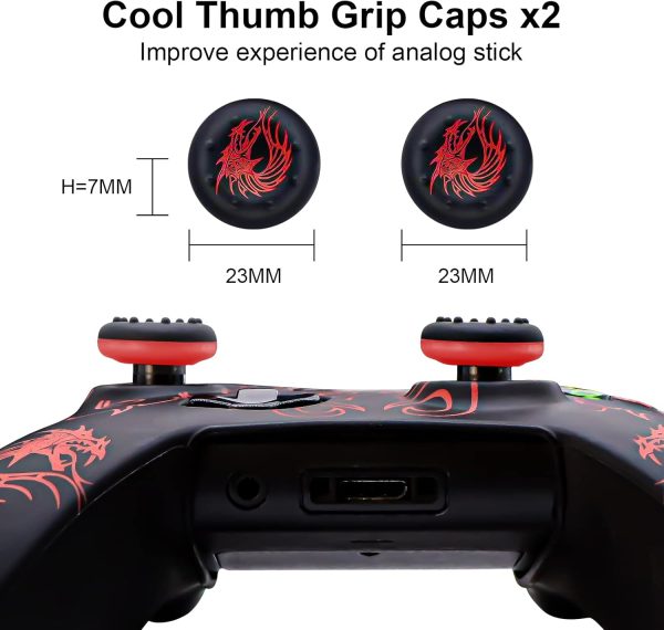Xbox-One Controller Skin, BRHE Anti-Slip Silicone Cover Protector Case Accessories Set for Microsoft Xbox 1 Wireless/Wired Gamepad Joystick with 2 Thumb Grips Caps (Red) - Image 3