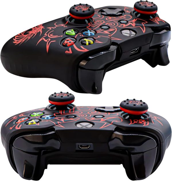 Xbox-One Controller Skin, BRHE Anti-Slip Silicone Cover Protector Case Accessories Set for Microsoft Xbox 1 Wireless/Wired Gamepad Joystick with 2 Thumb Grips Caps (Red) - Image 4