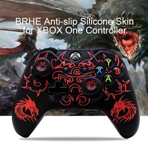 Xbox-One Controller Skin, BRHE Anti-Slip Silicone Cover Protector Case Accessories Set for Microsoft Xbox 1 Wireless/Wired Gamepad Joystick with 2 Thumb Grips Caps (Red) - Image 5