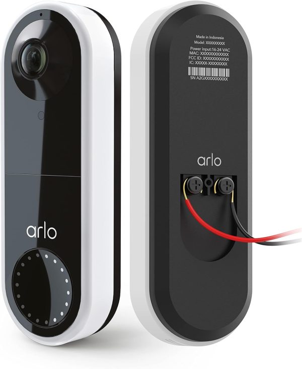 Arlo Essential Wired Video Doorbell - HD Video, 180° View, Night Vision
